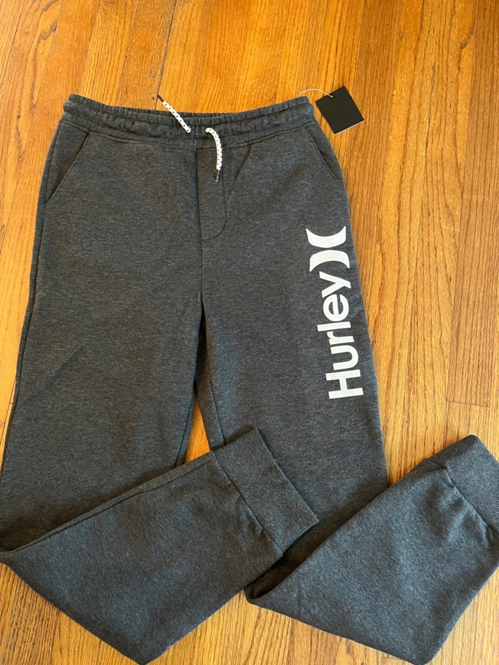 Hurley Dark Gray Sweatpants with White Logo